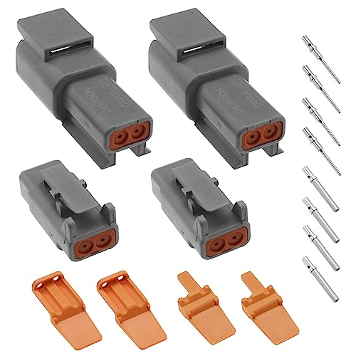 SING F LTD 2 Sets DTM Series 2 Pin Way Connector Kit Male & Female Electrical Wire Connector Plug DTM06-2S & DTM04-2P for Automobiles Motorcycles Trucks Boats - Image 1