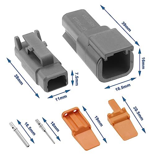 SING F LTD 2 Sets DTM Series 2 Pin Way Connector Kit Male & Female Electrical Wire Connector Plug DTM06-2S & DTM04-2P for Automobiles Motorcycles Trucks Boats - Image 4
