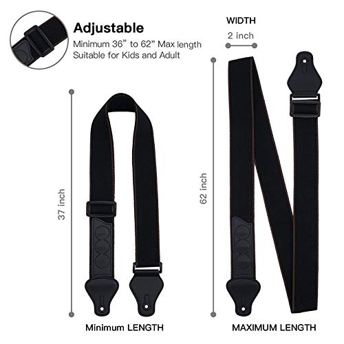 tifanso Guitar Strap, Soft Cotton Straps With 3 Pick Holders, Button Headstock Adaptor, 1 Pair Locks and 3 Picks Set For Electric/Acoustic Guitar - Image 4