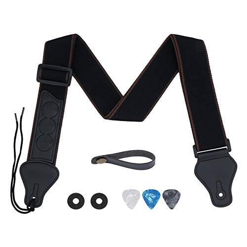 tifanso Guitar Strap, Soft Cotton Straps With 3 Pick Holders, Button Headstock Adaptor, 1 Pair Locks and 3 Picks Set For Electric/Acoustic Guitar - Image 1