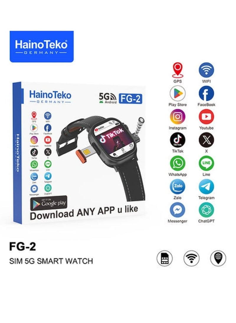 Haino Teko FG-2 Android Smart Watch with 5G SIM Support Built-in Front and Back Camera GPS Tracking Fitness Monitoring for Women and Men Perfect for Calls Messaging Navigation and Health Tracking - Image 3