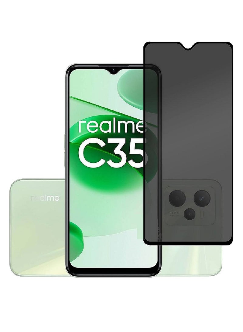 we3 حماية شاشة زجاجية مقساة مضادة للتجسس مصممة لجهاز Realme C35 تغطية كاملة للشاشة وخالية من الفقاعات - Image 1