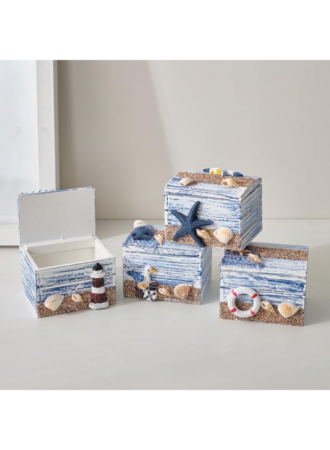 YINZUO Nautical Decorative Wooden Boxes Set of 4  - Image 1