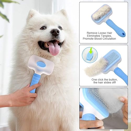 PET FUN 5-in-1 Pet Grooming Tool Combo | Flea Comb, Auto Slicker, Nail Cutter, Shampoo Brush & Palm Glove | All-in-One Grooming Kit for Dogs & Cats | Bathing, Shedding & Nail Trimming (Multicolor) - Image 3