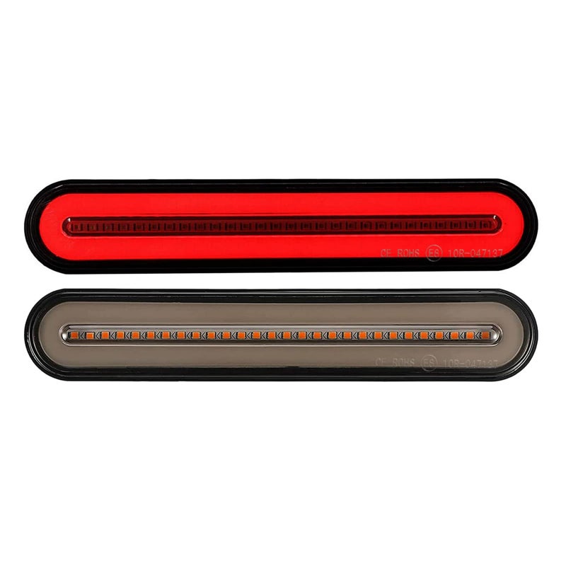 KYYET 2pcs Red & Yellow Trailer Truck Van Lorry ATV Accesorios Universal Sequential Flowing Stop Brake Turn Singal Rear Tail Light Lamp Halo Neon Led Light Bar