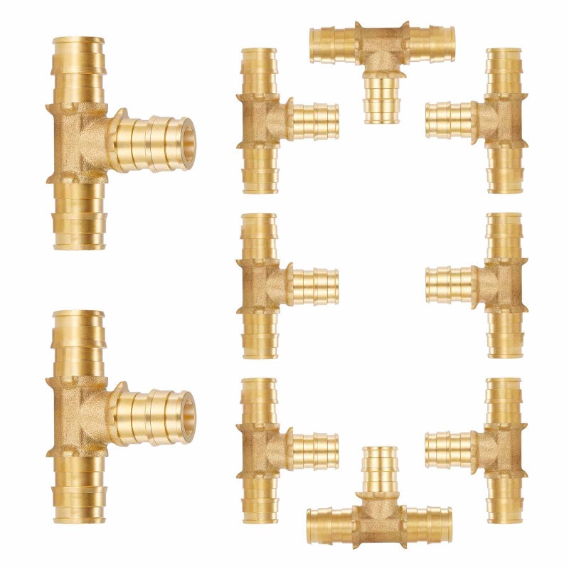 10 Pack Lidertik 12 PexA Tee Brass Tubing T Expansion Pipe Pex Fittings 12 Inch