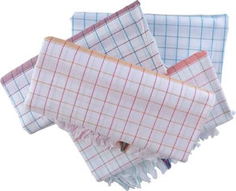 AYUS 100% Cotton Bath Towel 350 GSM (Pack of 4 Large Size White Chex Design) - Image 2
