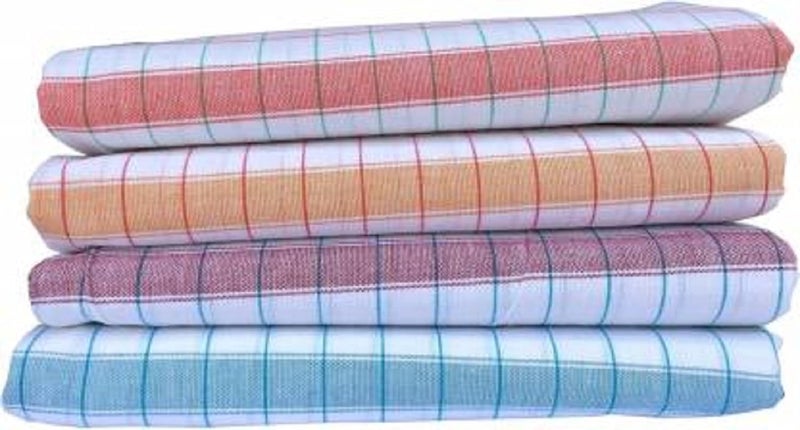 AYUS 100% Cotton Bath Towel 350 GSM (Pack of 4 Large Size White Chex Design) - Image 4
