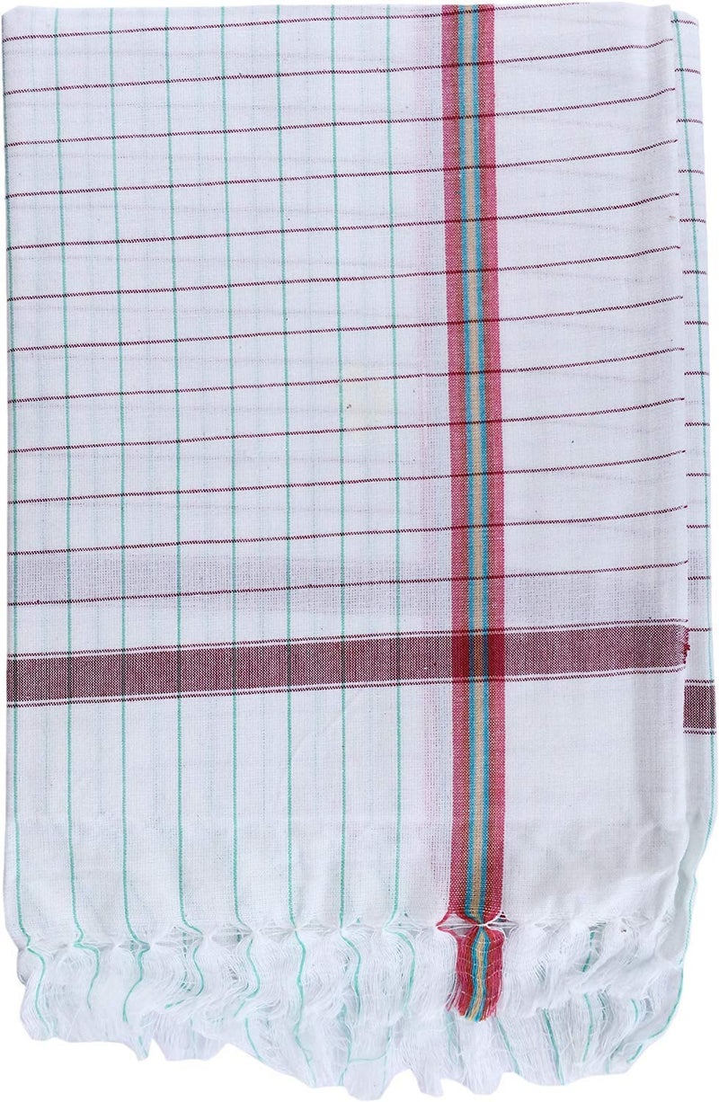 AYUS 100% Cotton Bath Towel 350 GSM (Pack of 4 Large Size White Chex Design) - Image 3