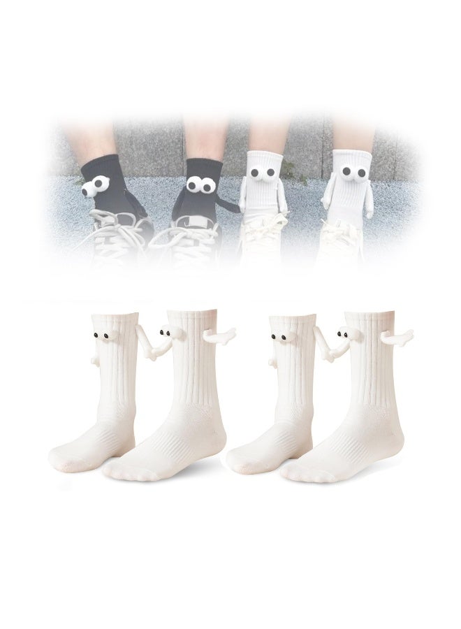 Holding Hands Socks, Couple Magnetic Hand Socks, Unisex Mid Tube Funny Hand In Hand Socks, Couple Holding Hands Socks, Funny Socks, Matching Couple Socks, Mid-Tube Socks (2 White) - Image 1