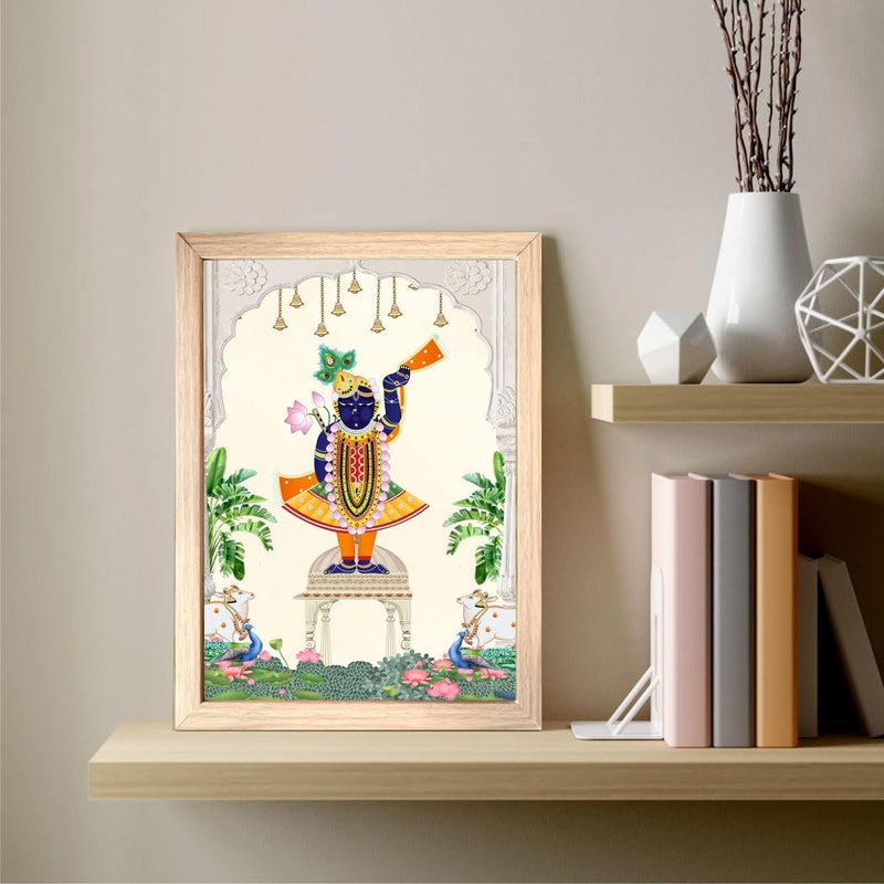 FramingoKart Madhubani Pichwai Shrinath Krishna Ji Art Framed Painting for Wall Decoration for Living Room BedroomHallKids Room Big Size Wall Painting 10x13 Inch Set of 6Art20 - Image 4