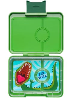 Yumbox Yumbox Jurassic Green Snack Box with Dinosaur Tray - 3-Compartment Bento 6.7x5.1x1.8 | Kid-Friendly | Healthy Snacks | BPA-Free & Easy Clean  - Image 1