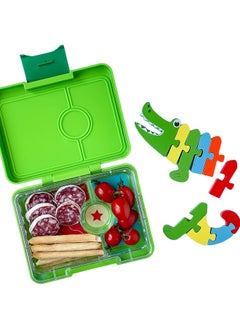 Yumbox Yumbox Jurassic Green Snack Box with Dinosaur Tray - 3-Compartment Bento 6.7x5.1x1.8 | Kid-Friendly | Healthy Snacks | BPA-Free & Easy Clean  - Image 3