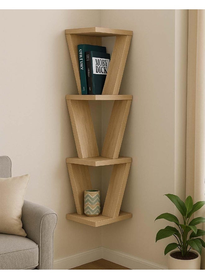 Horoof Home Horoof Home® Modern Zigzag Wooden Corner Shelf  - Image 3