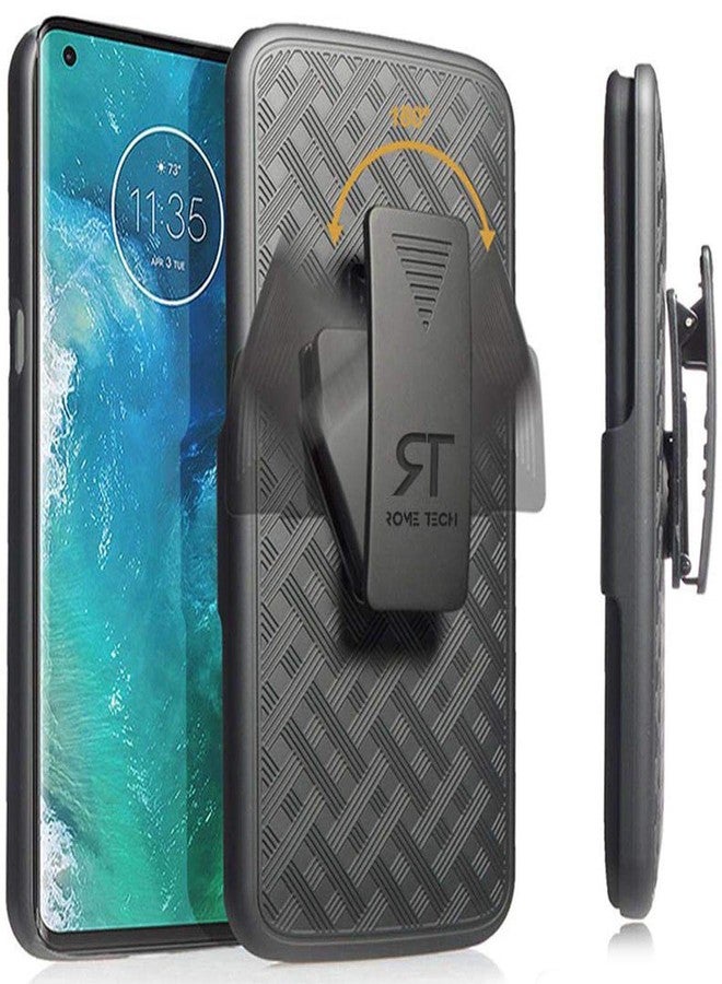 ROME TECH Designed for Moto Edge Plus 2020 XT2061-3 Case with Belt Clip Holster - Kickstand Cover Phone Case - Black - Image 1