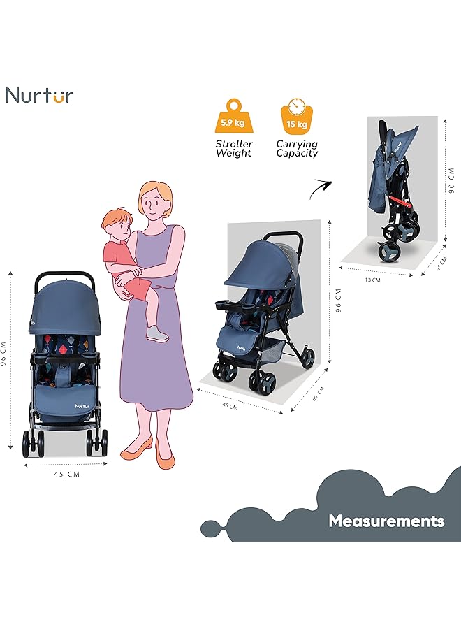 نورتر عربة أطفال رايدر خفيفة الوزن ومدمجة للغاية للسفر مع سلة تخزين وصينية طعام قابلة للفصل - Image 5