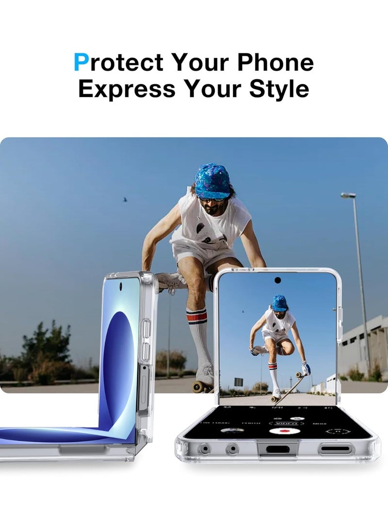 جراب Samsung Galaxy Z Flip 8 متوافق مع MagSafe غطاء حماية شفاف للهاتف اختُبر وفق معايير السقوط العسكرية مقاوم للاصفرار غلاف رفيع بمصد سيليكون ناعم حماية فائقة مقاومة للصدمات يدعم الشحن اللاسلكي - Image 2