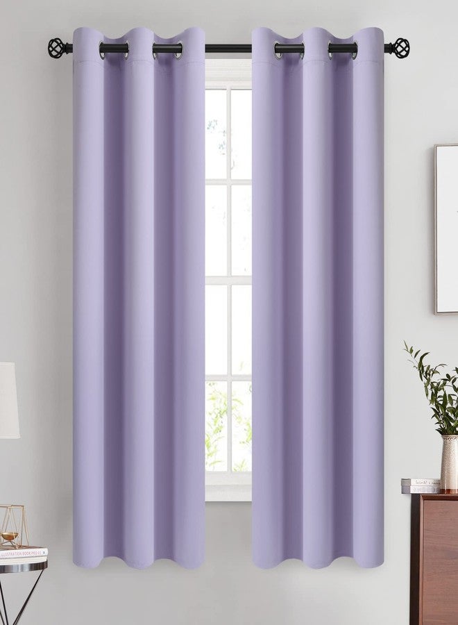 COSVIYA Curtains 63 inch Length Grommet Room Darkening,Thick Polyester Light Blocking Insulated Thermal Lilac Curtain Drapes for Bedroom/Living Room,2 Panels,42x63 inches - Image 1