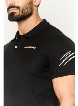 Plein Sport Men Sportswear Fit Short Sleeves Outdoor Polo, Black  - Image 3