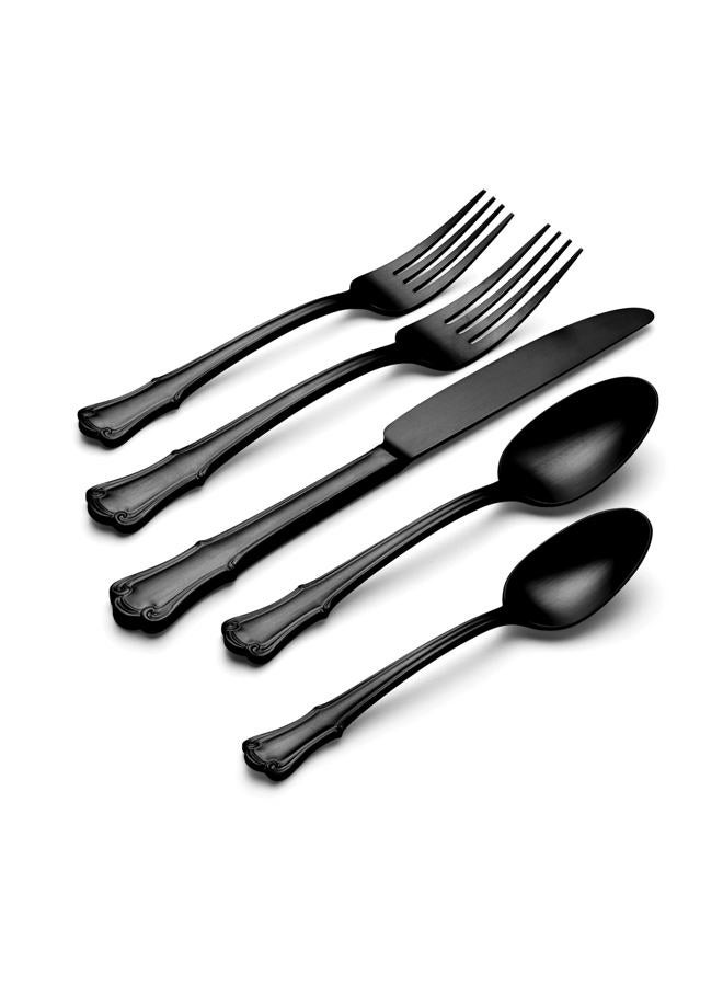ONEIDA James Street Satin Black Piece Flatware Set, 20 Count, Metallic - Image 2