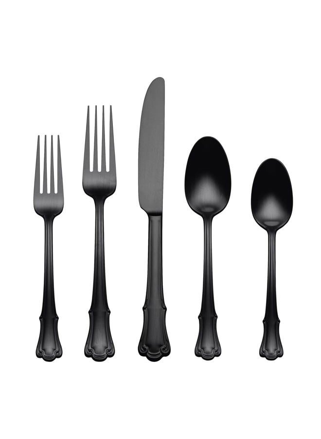 ONEIDA James Street Satin Black Piece Flatware Set, 20 Count, Metallic - Image 1