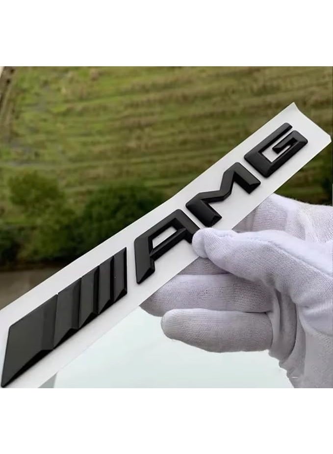 ملصق علامة ستيكر معدن  لوحدة التحكم المركزية للسيارة بشعار «AMG»، اكسسوارات التصميم لشنطة السيارة  السيارة بطبعة شعار «AMG»، أسود، (مقاس مخصص) - Image 1