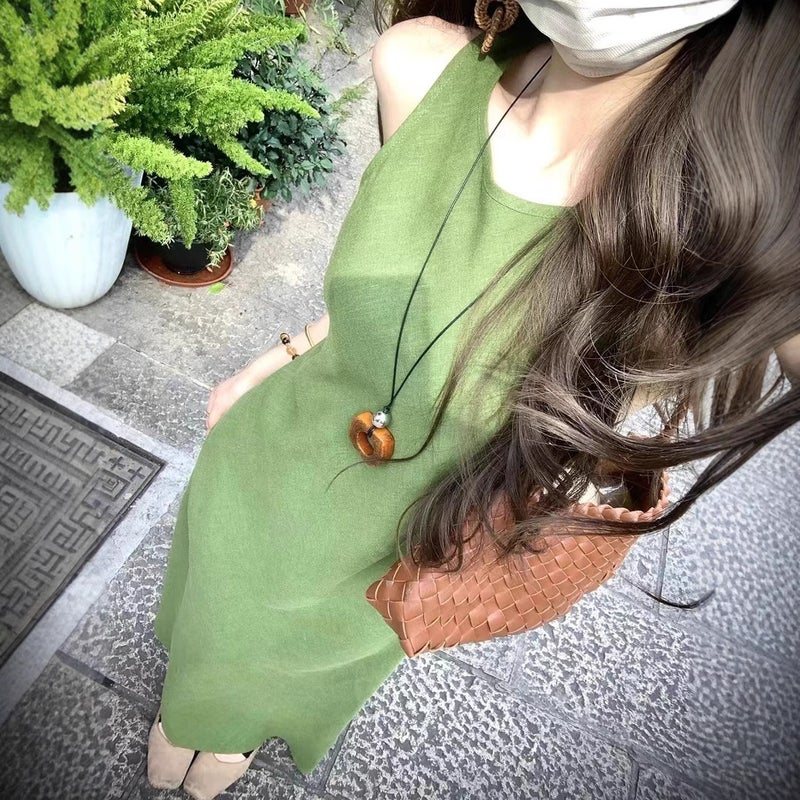 Tencel Ramie Vintage Long Vest Dress - Image 2
