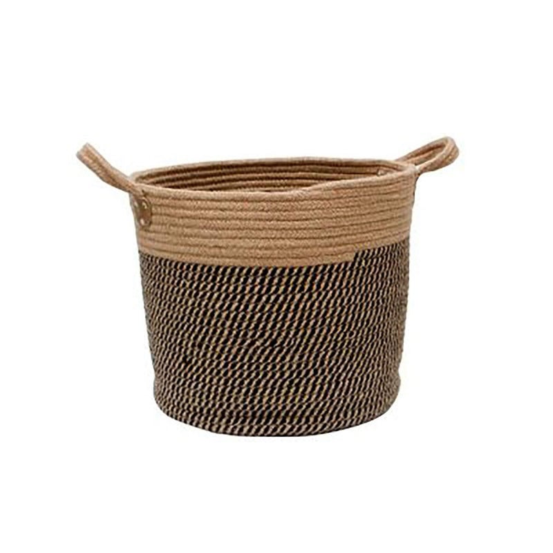 Brown Woven Storage Basket With Handles Pure Cotton Rope Large Laundry Basket For Towels Toys Blankets - Image 2