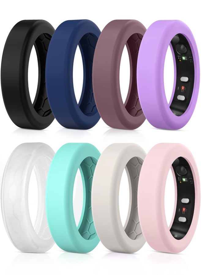 Vigamen 8 Pack Cover Compatible with RingConn Gen 3/Gen 2/Gen 2 Air/Gen 1,Anti Scratch Elastic Silicone Ring Protector for Working Out Women Men,S for 6/7/8/9/10(Color-A) - Image 1