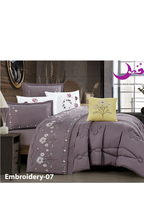 Summer bedspread, one person and a half, 5 pieces, a modern and distinctive design embroidered with flowers, suitable for a bed size of 120 x 200, a quilt size of 170 x 220 cm
