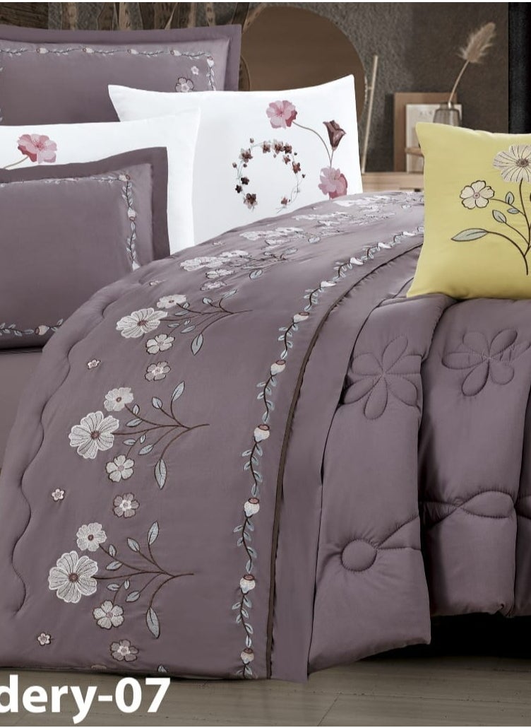 Moon - Summer bedspread, one person and a half, 5 pieces, a modern and distinctive design embroidered with flowers, suitable for a bed size of 120 x 200, a quilt size of 170 x 220 cm - Image 1