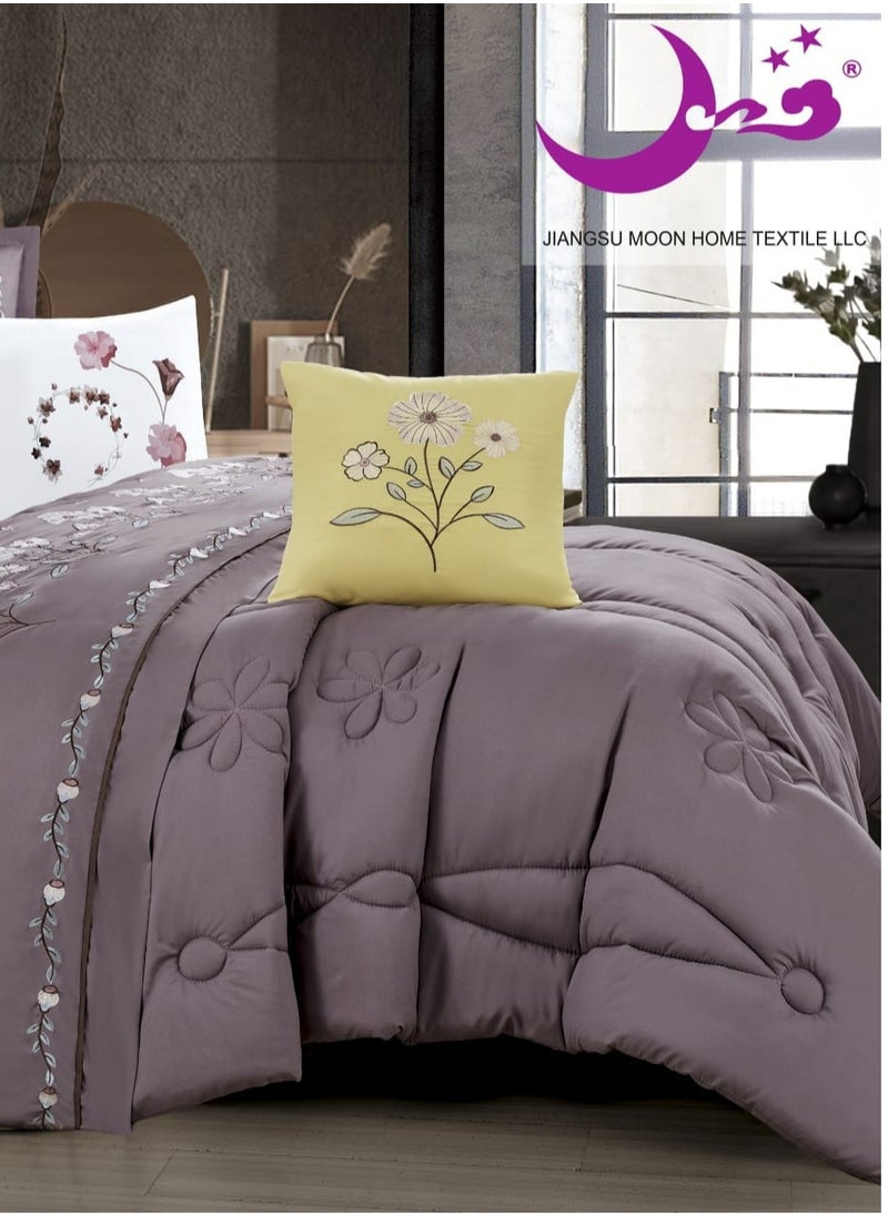 Moon - Summer bedspread, one person and a half, 5 pieces, a modern and distinctive design embroidered with flowers, suitable for a bed size of 120 x 200, a quilt size of 170 x 220 cm - Image 1