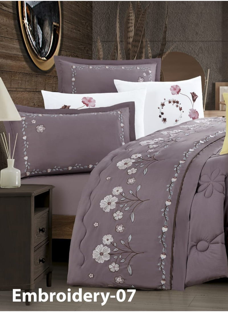 Moon - Summer bedspread, one person and a half, 5 pieces, a modern and distinctive design embroidered with flowers, suitable for a bed size of 120 x 200, a quilt size of 170 x 220 cm - Image 1