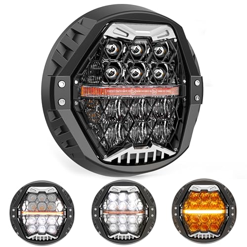 LX-LIGHT Blacksilver 1000 Bright 120W 7 Motorcycles LED Headlight with Amber Turn Signal Compatible with Road King Road Glide Street Glide Electra Glide Ultra Limited Trike Heritage Softail Fat Boy Yamaha - Image 1