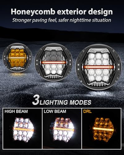 LX-LIGHT Blacksilver 1000 Bright 120W 7 Motorcycles LED Headlight with Amber Turn Signal Compatible with Road King Road Glide Street Glide Electra Glide Ultra Limited Trike Heritage Softail Fat Boy Yamaha - Image 3