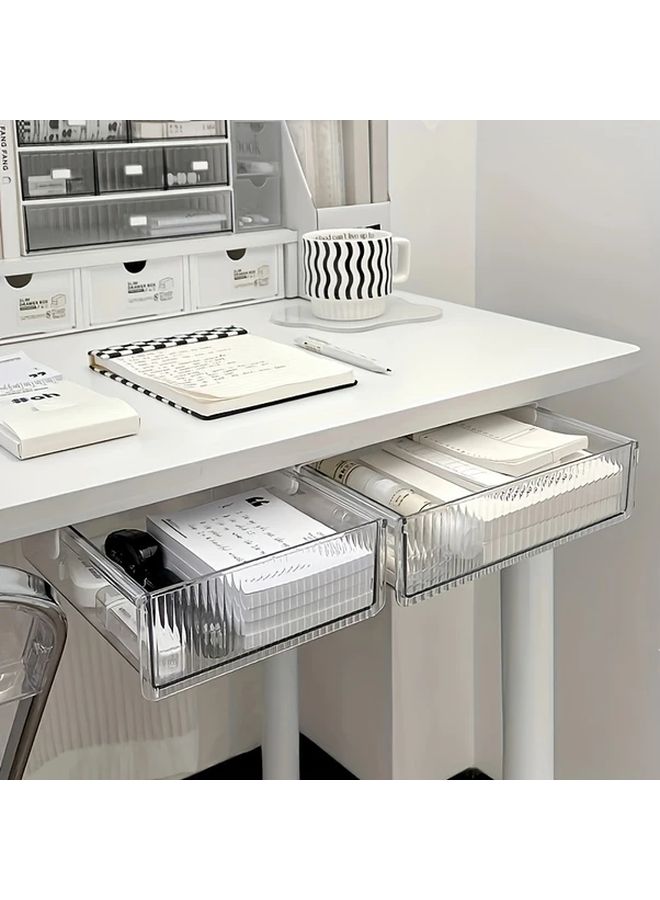 Transparent Acrylic Under Desk Drawer Organizer Model M For Home Office And Student Desk Storage - Image 1
