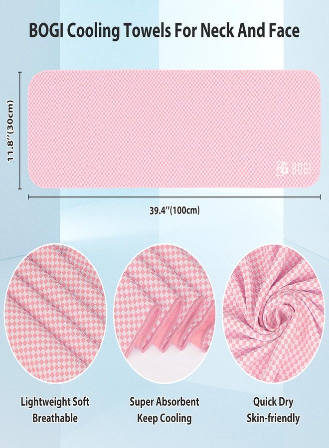 BOGI Cooling Towel for Instant Cooling - 40"x12" - Use as Cooling Scarf Headband Wristband Bandana-Soft Cool Bamboo Fiber-Stay Cool for Yoga Travel Climb Golf Football Tennis&Outdoor Sports(Pink) - Image 2