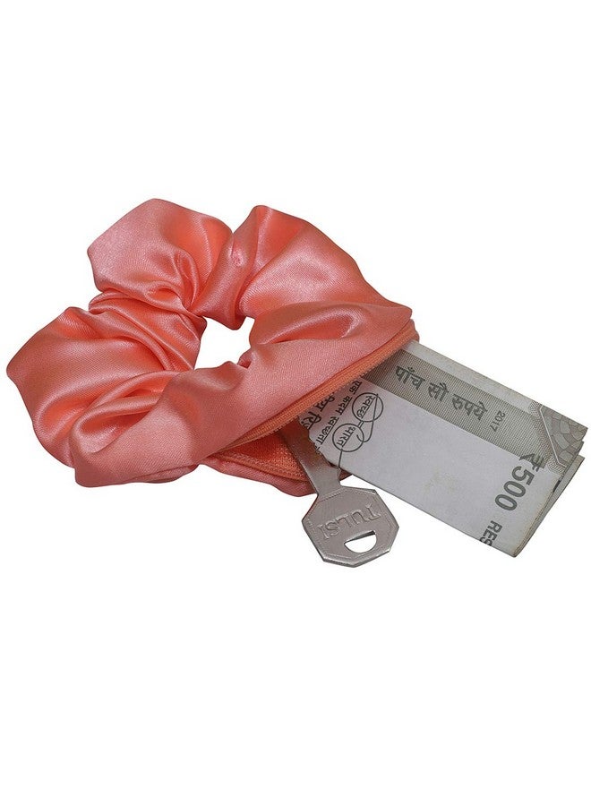 Nnr Satin Silk Scrunchies With Secret Zip Pocket Rubber Band For Girls And Women, Pack Of 3 Pcs - Multicolor 6 - Image 3