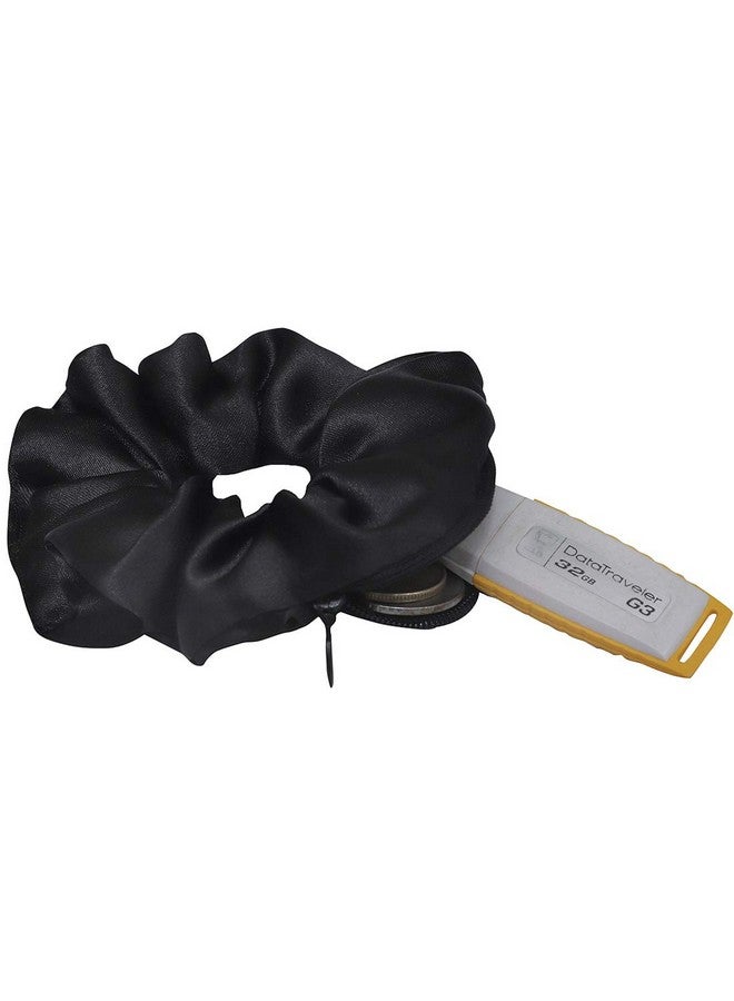 Nnr Satin Silk Scrunchies With Secret Zip Pocket Rubber Band For Girls And Women, Pack Of 3 Pcs - Multicolor 6 - Image 2