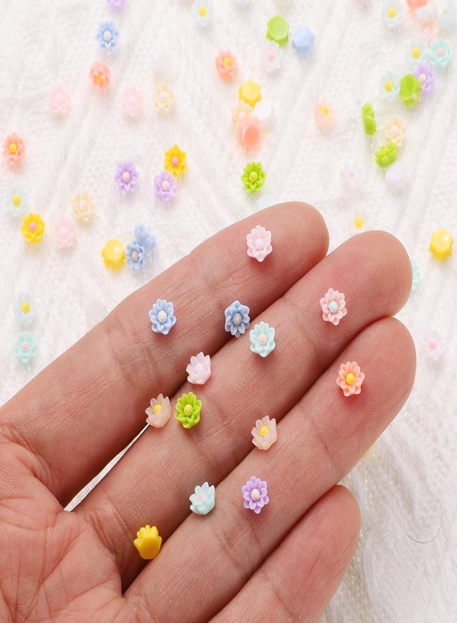 CoCud Mini Resin Flower, 0.2" Diameter, Miniature Tiny Flower Charm Dollhouse Multicolored - (Applications: for Nail Art, Fairy Garden, DIY Crafts Nail Jewelry Making), 100-Pieces - Image 4