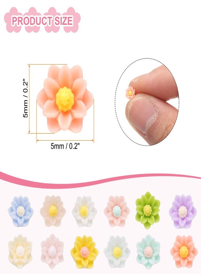CoCud Mini Resin Flower, 0.2" Diameter, Miniature Tiny Flower Charm Dollhouse Multicolored - (Applications: for Nail Art, Fairy Garden, DIY Crafts Nail Jewelry Making), 100-Pieces - Image 2