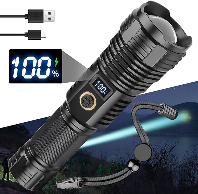 Kresal مصابيح كريزال LED فائقة السطوع بقوة 200000 لومن مصباح قابل لإعادة الشحن مع تكبير USB مصباح تكتيكي مع بطارية قابلة لإعادة الشحن مصباح LED ساطع للتخييم والاستخدام اليومي - Image 1
