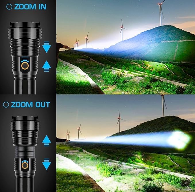 Kresal مصابيح كريزال LED فائقة السطوع بقوة 200000 لومن مصباح قابل لإعادة الشحن مع تكبير USB مصباح تكتيكي مع بطارية قابلة لإعادة الشحن مصباح LED ساطع للتخييم والاستخدام اليومي - Image 3