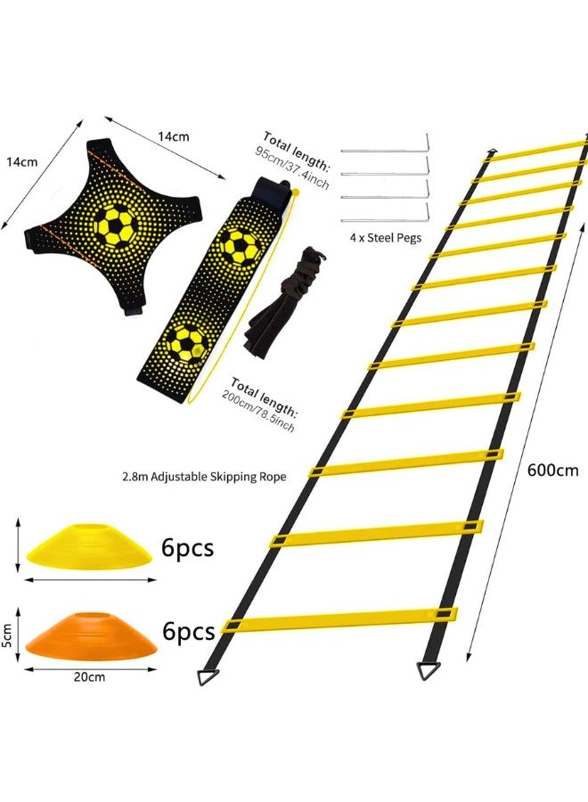 Chase Up Football Speed Agility Training Set Agility Ladder 12 Sports Cones and Football Kick Trainer Football Training Equipment Footwork Drills for Kids and Adults - Image 2