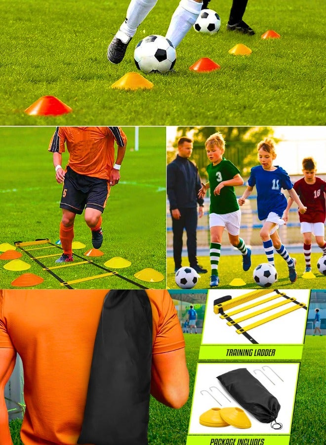Chase Up Football Speed Agility Training Set Agility Ladder 12 Sports Cones and Football Kick Trainer Football Training Equipment Footwork Drills for Kids and Adults - Image 3