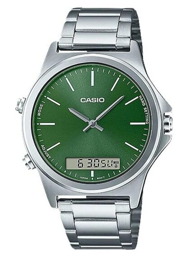 CASIO Men Green Dial Stainless Steel Band Analog-Digital Wrist Watch MTP-VC01D-3EUDF - Image 1