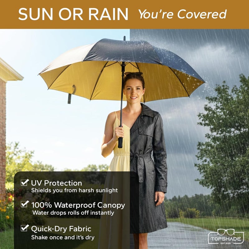 TopShade Executive Golf Umbrella with UV protection, Large Canopy, Windproof, Waterproof, Auto Open, Oversized 60 Inch, Sun protection, Rain protection, Outdoor Sports Umbrella - Image 2
