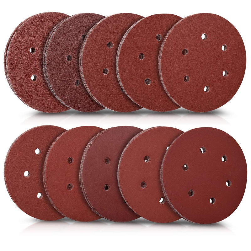 Navaris Navaris 50 x Round Sanding Discs Sandpaper Sanding Sheets Sticky Hook and Loop 40 to 400 Grit Diameter 150 mm  - Image 1