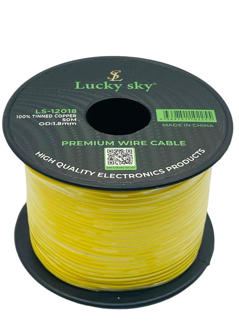 Lucky Sky - 20awg Wire Flexible Silicone Tinned Copper Wires Silicone Rubber Insulated Yellow  50M 164ft OD:-1.8mm 300V Stranded Hook up Wire. (YELLOW) - Image 1