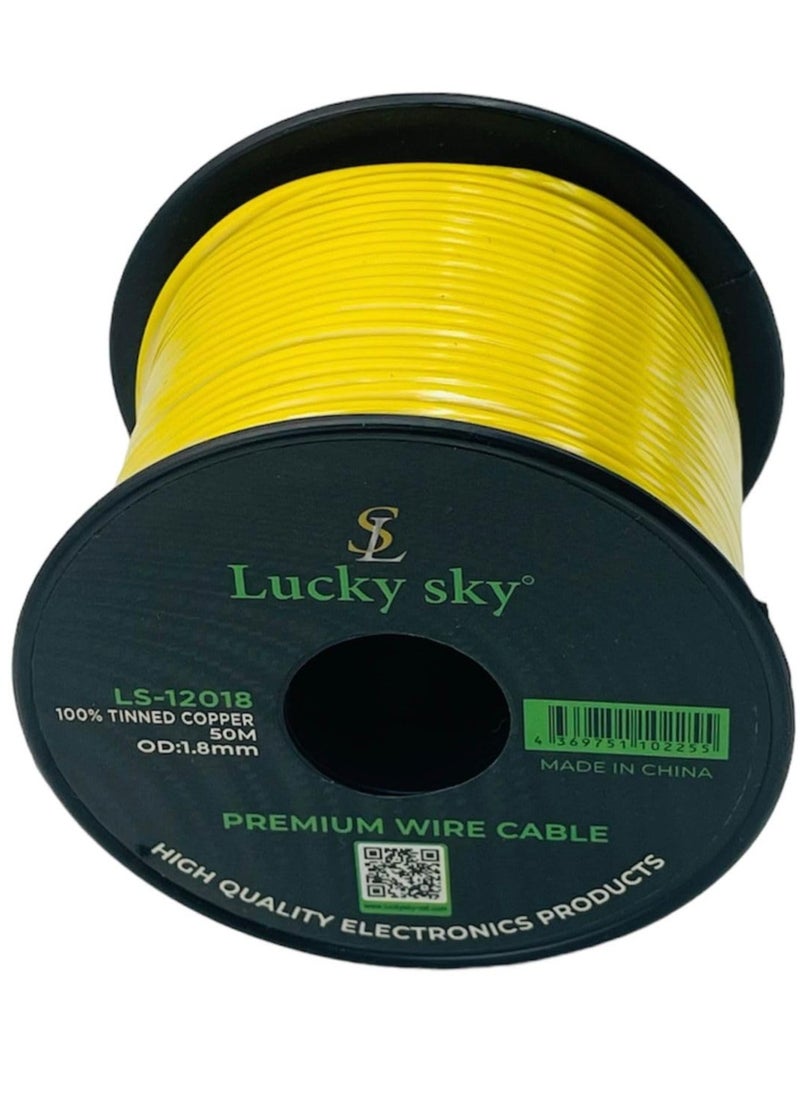 Lucky Sky - 20awg Wire Flexible Silicone Tinned Copper Wires Silicone Rubber Insulated Yellow  50M 164ft OD:-1.8mm 300V Stranded Hook up Wire. (YELLOW) - Image 1